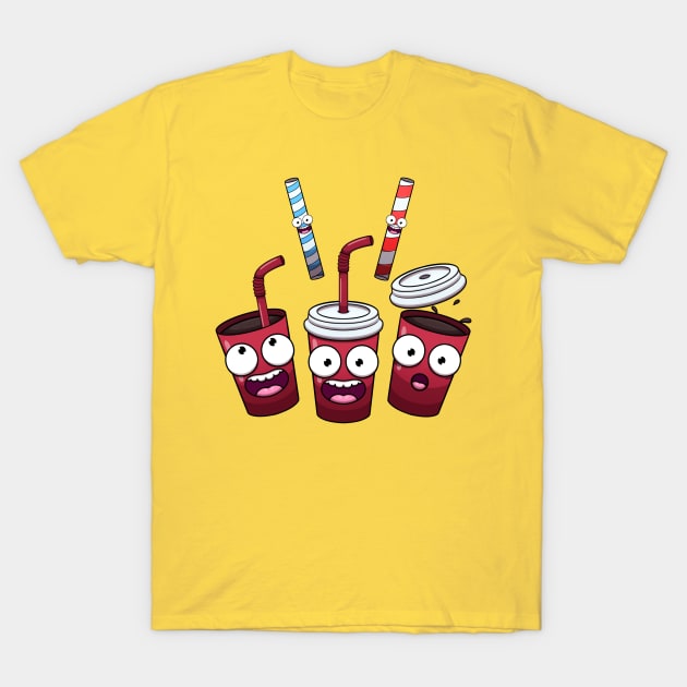 Cute Soda And Straws T-Shirt by TheMaskedTooner